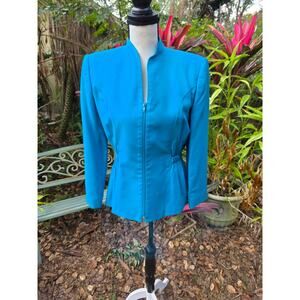 Vintage Saks Fifth Ave Teal Turquoise Jacket Size 6